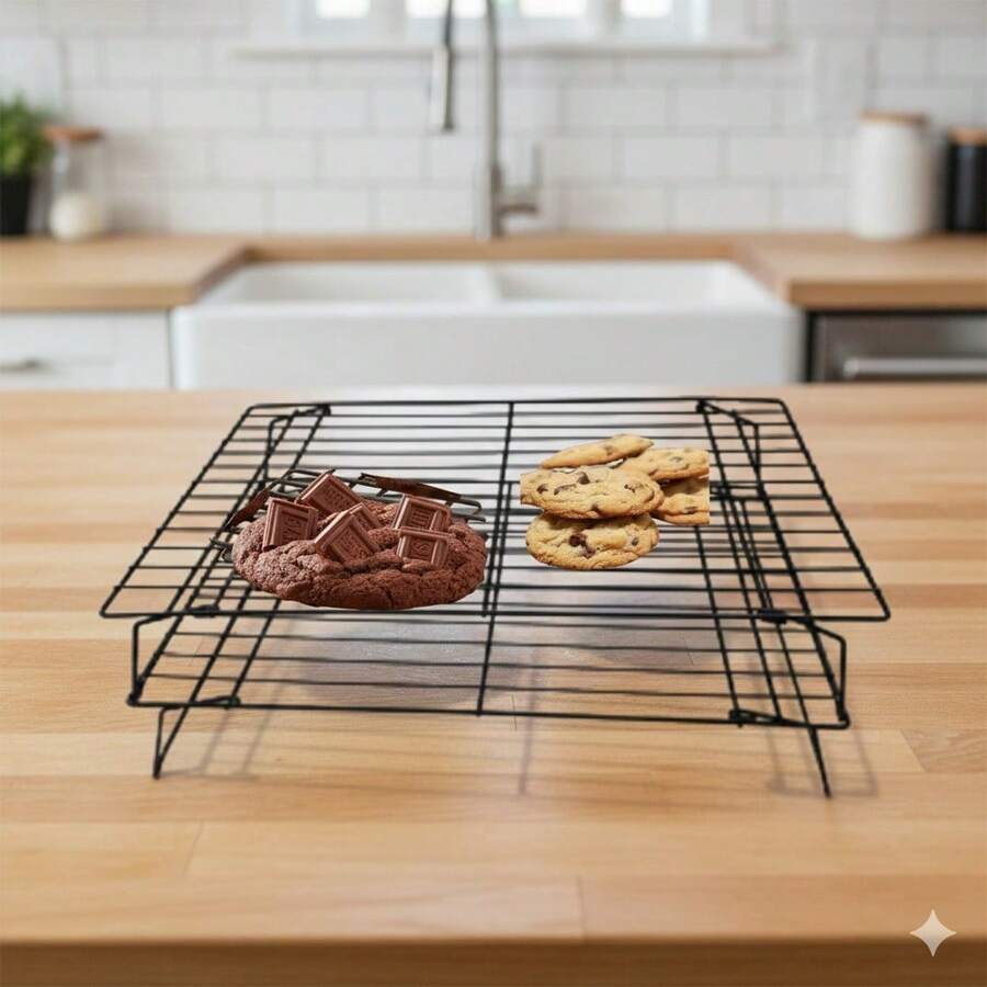 Rejilla Enfriadora Doble P/ Reposteria Galletas Chocolate - Negro - Ver 1