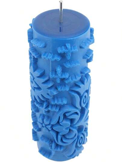 Rodillo de Textura Decorativa con Estampado Azul, Adorno de Goma, Decoración para Obras de Arte, Pintura, Placas de Textura (años)