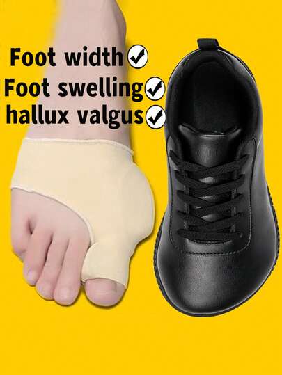 1 Pair Men's Solid Color Wide Fit Casual Sneakers, Lace-Up, Waterproof, Non-Slip, Wide Toe Box, Loose Fit, Suitable For Outdoor Wear In Spring And Autumn