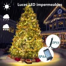 Luces Navideñas de Arbol : 2m x 16 Líneas 400 Luces LED, con 8 Modos, Impermeable IP55, Adecuado para Decoración Arbol de Navidad Y Jardin Exterior (Blanco cálido) - 1 - Ver 3