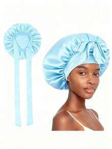 1pc Luxurious Satin & Silk Bonnet For Sleeping - Adjustable Comfort Fit With Tie Band - Unisex Night Hair Protection For Women - Multicolor - View 10
