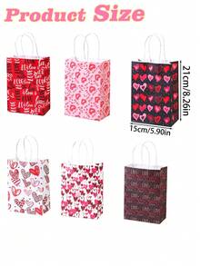 12/6pcs Valentine's Day Gift Bags, Valentine's Day Tote Bags, Suitable For Holiday Parties, Valentine's Day, Anniversary, Wedding, Holiday Gatherings, Gift Giving, Candy Exchange And Prize Bags. - Multicolor - View 5