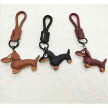 Pingente de couro de Dachshund, enfeite para bolsa de Dachshund, chaveiro de Dachshund, decoração para mochila, acessório de mochila de animal, pingente de desenho animado, acessório para cachorro, pingente fofo, enfeite para mochila, chaveiro de Dachshund, chaveiro da moda, chaveiro de desenho animado, chaveiro de animal