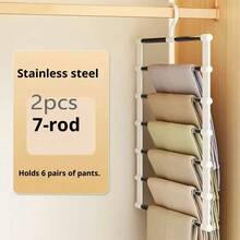 Conjunto de 1 Cabideiro de Calças em Liga de Alumínio, Organizador de Guarda-Roupa Compacto para Armazenar e Organizar Roupas, Lenços e Jeans, Essencial para Dormitórios, Universitárias e Casa
