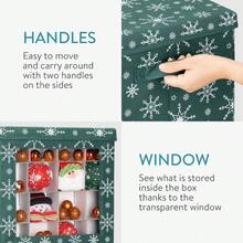 Caja para guardar adornos de navidad - Almacenaje de 64x bolas de rbol y adorno festivo - Organizador con tapa para decoracin - 30, 5 - Diseño 2 - Ver 5