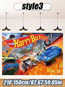 Taplak Meja Latar Belakang Mobil Balap Hot Wheels, Set Dekorasi Pesta Ulang Tahun, Taplak Meja Latar Belakang Tema Mobil Balap Keren untuk Dekorasi Pesta Ulang Tahun, Latar Belakang Foto untuk Pesta Makan di Luar Ruangan, Perlengkapan Pesta Ulang Tahun - MultiWarna - View 6