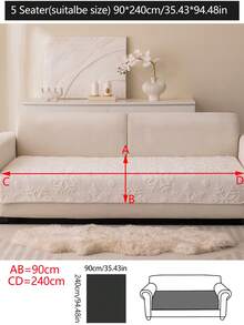 1pc Plush Thickened Warm Sofa Cushion Cover, Modern Minimalist Anti-Slip Sofa Seat Pad, Dust-Proof And Washable Sofa Slipcover, White Fresh And Soft, Pet-Friendly, Fits L-Shaped Sofa And 1/2/3/4 Seater Sofa, Suitable For Bedroom, Office, Living Room - White - View 16