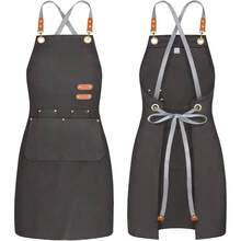 Chef Apron Bib Tool Apron For Man Woman Cross Back Straps With 4 Pockets For Kitchen Cooking Gardening Baking Working - 藍色 - 查看 7