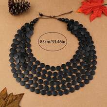 Colar de Contas de Madeira Exagerado Feito à Mão, Multicamadas, Colar Bib Estilo Boho para Mulheres, Adequado para Praia, Festa, Eventos Formais do Oriente Médio