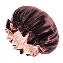 Discover Premium Reversible Double Layer Silk Satin Sleeping Bonnets Designed For Hair Protection, Moisture Retention, And All-Night Comfort. Keep Your Hair Healthy And Frizz-Free-Pink - 酒紅 - 查看 6
