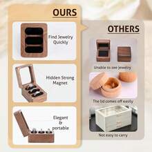 Wooden Ring Box, 3 Slots Wooden Ring Holder Box With Clear Window,Travel Ring Jewelry Storage Daily Organizer,Ring Box Proposal For Engagement Wedding,Black - Black - View 5
