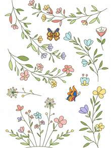 Bộ 29 miếng giấy ổn định thêu hoa và dây leo, que thêu tan trong nước 21,08cm x 29,72cm và nhãn dán may, 4 tờ giấy dập viền hoa thêu, kèm theo 9 video hướng dẫn các mũi thêu. - Nhiều màu - Xem 9