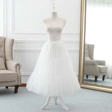 1pc Women's 80cm Long White Petticoat, 2-Layer Crystal Tulle + 1 Lining, Boneless Petticoat, Adjustable Lolita Crinoline, Soft Girl Tutu Skirt, Cloud Skirt, Suitable For Wedding, Party, Performance, Cosplay Dress - Multicolor - View 3