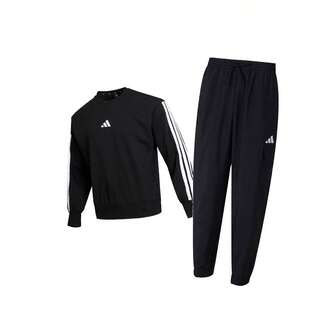 Adidas Chándal para hombre: Sudadera de cuello redondo + pantalón. Cómodo y sencillo para el día a día; pantalón tejido suave, informal y deportivo.