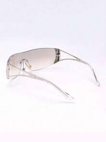 1pc Large Frame Futuristic Y2K Fashionable High-Tech Personalized Fashion Glasses Y2K Fest Music Fest Summer Beach Vacation, Outdoor, Travel Shades Decor Street Y2k Style Oversized Wrap Frame Music Festival Preppy Style Back To School - 漸變銀色 - 查看 7