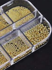 6 Fächer Metallic Perlen Kaviar Nagelkunst Strass Kristall Dekorationen für Nägel - Verschiedenfarbig - Übersicht 4