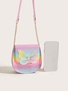 1pc Girls' Cute Glitter Butterfly Flap PU Crossbody Bag, Suitable For Daily Use - Single Shoulder Crossbody Bag - View 6