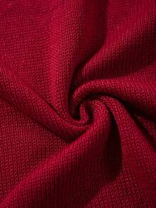 男女通用休闲宽松破洞字母印花圆领短袖针织衫，红色，春夏款 - 紅色 - 查看 10