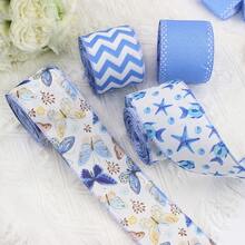 Cinta de gasa azul, tema fresco y elegante, lazo DIY, adorno decorativo para corona - Multicolor - Ver 2