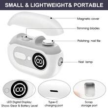 Smart Electric Nail Clipper, Multi-Function Electric Nail File With Anti-Pinch, Nail Polishing, Manicure Light And Nail File Features, Suitable For All Ages, Compact And Portable, Built-In 500mAh Battery, High-End Packaging, Ideal For Christmas, Halloween, New Year Gifts - White - View 6