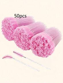 200/100/50/10PCS Eyelash Brushes, Mascara Wands With Container, Bendable Disposable Eyebrow Spoolies, Lash Brush For Lash Extensions, Eyebrow Spoolie, Castor Oil Brushes (Crystal Pink) - Pink - View 10
