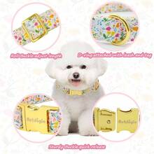 Pink Dog Collar, Adjustable Cotton Dog Collars With Santa Snowman Patterrn, Holiday Dog Collars Small Dogs, Cute Winter Collar Dogs - S - M + Tulip Party - View 5