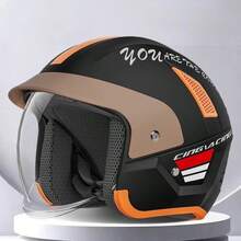 1pc Lightweight Retro Motorcycle Half Helmet, 3/4 Open Face, Riding Gear, Fashionable Winter Warm Motorcycle Helmet, Quick Release Buckle, Christmas/Holiday Gift