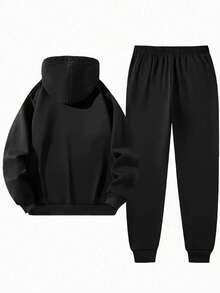 Bộ 2 món đồ nam phong cách thường ngày, áo hoodie và quần thể thao dây rút có chữ BENCH hoạt hình, màu đen, thích hợp cho mùa xuân. - màu đen - Xem 2
