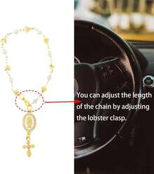 Steering Wheel Rosary Charm Accessory, Cross For Car, Car Rosary For Automotive Protection Charm Decor, Car Rosary For Rearview Mirror, Religious Catholic Gift - B - 查看 4