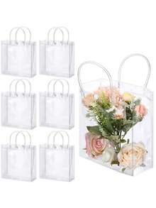 20个/包 透明PVC手提袋，节日生日糖果花瓣礼品袋，PVC果冻化妆品手提袋，节日派对手提袋，节日礼品袋，可重复使用的透明手提袋，小型企业用品，超值商品，购物袋，派对袋，婚礼生日派对礼品袋，手工手提袋，派对礼品，价格最低 - 無色 - 查看 4