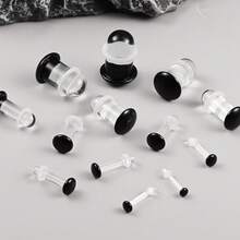 2个装，独特的0.5毫米增量，14G-00g舒适无痛单扩口玻璃耳扩，低过敏性身体穿刺锥形扩耳器，耳垂穿孔拉伸饰品 - 玻璃 - 查看 8