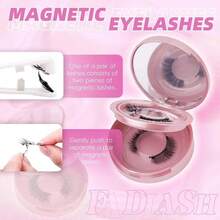 2对磁性假睫毛，带涂抹器，可重复使用，轻盈飘逸，无需胶水，自然款假睫毛 - 彩色 - 查看 4