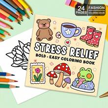 1 Pc Relaxing Coloring Book - 24 Thick Pages, Interesting Patterns, Relax Yourself, Warm Life, Adult Coloring Book For Stress Relief. Suitable As Easter, Mother's Day, Father's Day, Back To School And Birthday Gift. Mom Gift, K-Pop, School Supplies, Coloring Book, Stationery, Easter Gift, Room Decor, School Supplies, Office Supplies, Gift, Party Bag Filler, Toy. (Comfort Space Coloring Book) - Delicious Drinks and Desserts. - View 19