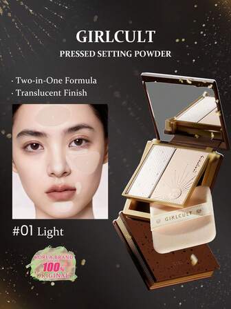 GIRLCULT 01 Light Color Dual-Effect Powder, Dual Functions: Oil Control & Complexion Perfection, Natural Light Pink Tone, Infused With Nourishing Botanical Extracts, Creates A Smooth Matte Finish, 13.2g/0.47oz