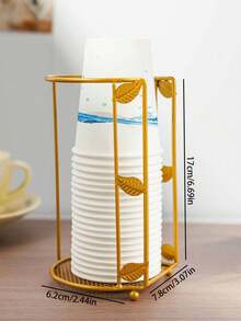 1pc Disposable Cup Dispenser, Tabletop Water Cooler Cup Holder, Home Use Paper Cup Rack, No Drilling Required - Multicolor - View 5