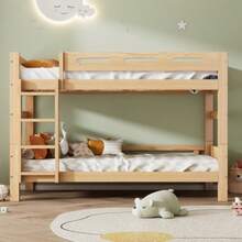 Bunk Bed For Children And Teenagers, Children's Bed Divided Into 2 Single Beds, Sturdy Pine Frame, Easy Assembly, Natural Look, 90 X 200 Cm - Brown - View 1