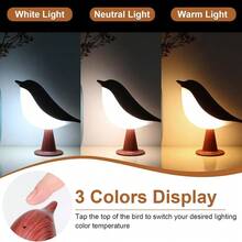 ضوء ليلي للطيور قابل للشحن عبر USB، بتحكم باللمس وإمكانية ضبط السطوع، 3 أوضاع، مثالي لديكور غرفة النوم وهدايا المناسبات