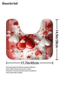 Valentine's Day Decorations1/3/4pcs Red White Heart Shower Curtain Bathroom Sets,Romantic Waterproof And Wear-Resistant Accessories,With 12 Hooks - Includes Toilet Seat Cover, Bath Mats, And Rugs - Plastic Fabric - Washable,Mildew-Resistant - Perfect For Holiday Decor,Home/Bedroom/House/Western/Spring Decor,