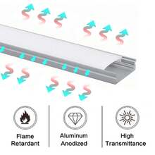 U型LED扩散槽，LED铝型材系统，带PVC磨砂罩，适用于LED灯条的铝型材