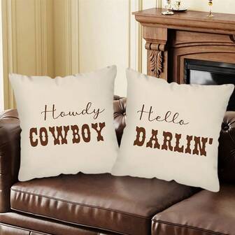 2 件装抱枕套，融合西式元素，简约客厅风格，经久耐用，可重复使用，舒适美观，柔软舒适 - 17.7*17.7 英寸