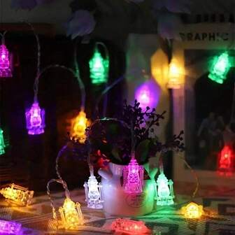 1 st 1,5 m/3 meter 10/20 LED transparenta lyktor - 59,06/118 tum varmvita/färgglada ljusslingor, lämpliga för Ramadan - batteridrivna (batterier ingår ej), för sovrum, vardagsrum, fest, Eid och annan dekoration