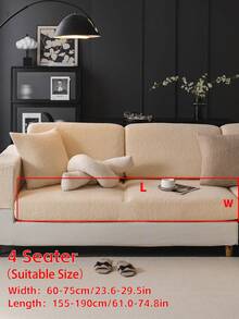 1pc Solid Color Thick Sofa Cover, High Stretch Full Wrap Design, Machine Washable, Soft Jacquard Fabric, Suitable For Various Sofa Sizes, Classic American Style