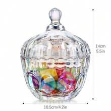11.5 Oz Glass Candy Dish With Lid Colorful Candy Jar For Office Desk Decorative Glass Jar For Buffet, Snacks, Coffee Beans 5.5″Tall,AB - Ab - View 7