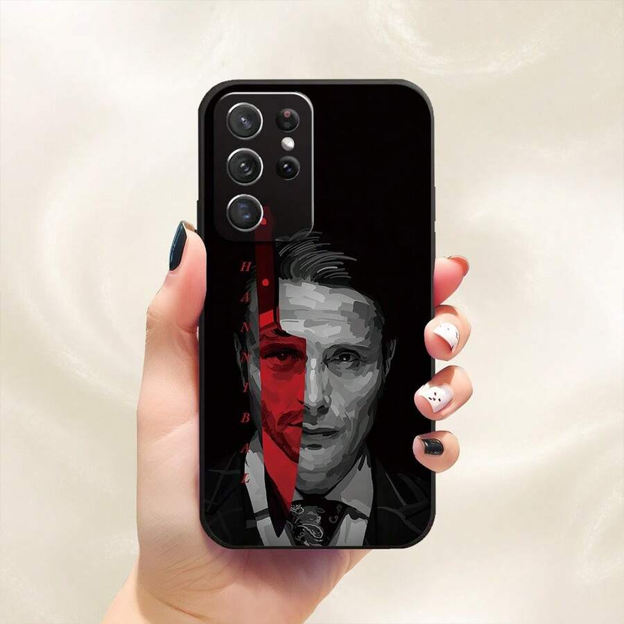Funda Adorable de Caricatura Negra Hannibal para Modelos , Hecha de TPU Duradero para Proteger Contra Colisiones y Salvaguardar la Lente de la Cámara para Varios Modelos Galaxy, Incluyendo S22, S22 Ultra, S23 FE, S23 Ultra, S24 Plus, S24 Ultra y Serie A. - Mezcla de colores - Ver 1