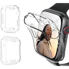 2pcs/Pack Transparent Tpu Full Coverage Watch Case & Screen Protector Compatible With Apple Watch Series Ultra/SE/8/7/6/5/4/3/2/1/11/10 (38mm/40mm/41mm/42mm/44mm/45mm/46mm/49mm) - Transparent + Transparent - View 8