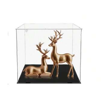 1 pieza Vitrina acrílica, en varios tamaños, caja de exhibición a prueba de polvo de plástico con base negra mate, adecuada para figuras de acción, coleccionables, estatuas, modelos