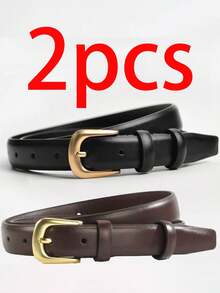 2条/1条女士高品质PU休闲时尚多功能腰带，适合日常休闲、商务聚会、约会、旅行以及搭配牛仔裤和休闲裤。 - 彩色 - 查看 31
