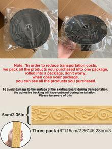 1件装3D立体自粘踢脚线 - 欧式风格,通用防水易安装家居装饰墙饰条,适用于房间翻新和DIY | 2026年情人节和新年装饰 | 复活节和圣诞节的完美节日家居装修礼物 - 金色 - 查看 14