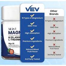 VEV 14-In-1 Magnesium Gummies – With Ashwagandha, L-Theanine, Vitamin D3 & Zinc - 1PC - 查看 7