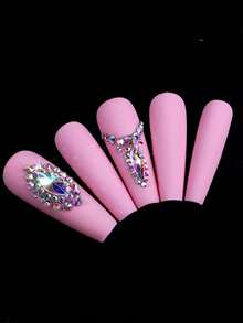 21-Frame Manicure Flat Rhinestone Set, 2500 Round Diamonds And 600 Flat Special-Shaped Diamonds, Multi-Shaped Rhinestone Rhinestone Set Box With Diamond-Stick Pen, Suitable For Nail DIY Decoration - Champagne - View 3